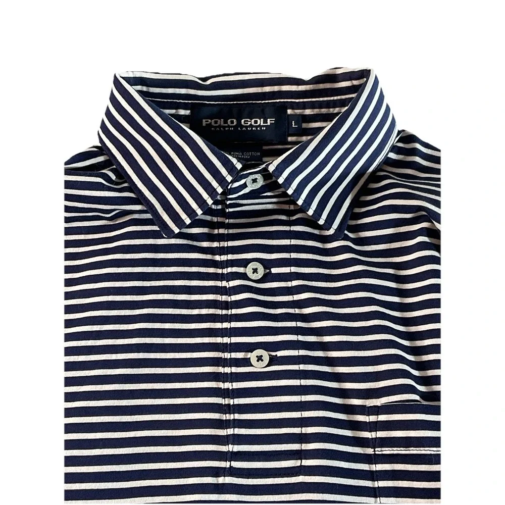 Polo Golf‎ Ralph Lauren Striped Golf Club Logo Short Sleeve Polo Shirt